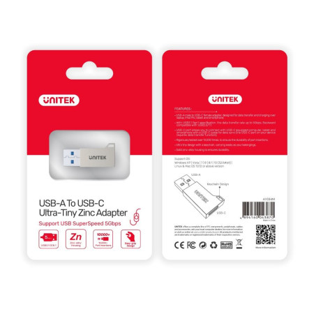 Unitek USB-A į USB-C 3.1 Gen1 adapteris A1034NI