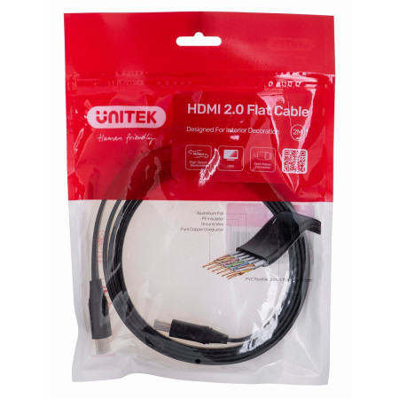 Unitek HDMI 2.0 kabelis, 4K, juodas, 2 m