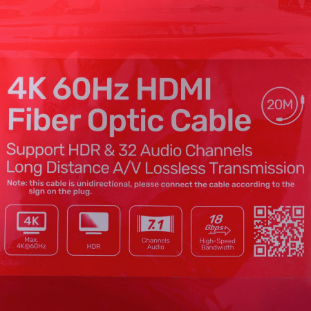 Unitek HDMI 2.0 optinis kabelis 4K 60Hz 20m juodas