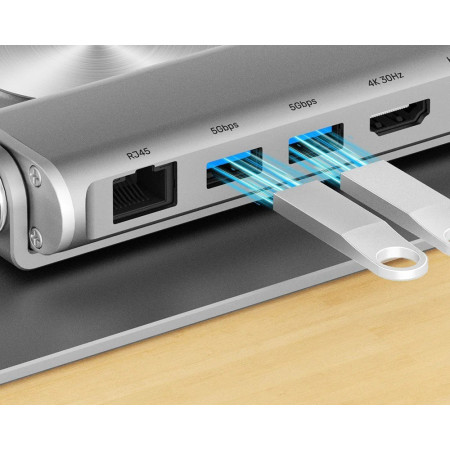 Unitek Nešiojamojo kompiuterio stovas su atskiru USB-C hubu ir HDMI 1.4, 4K PD 100W
