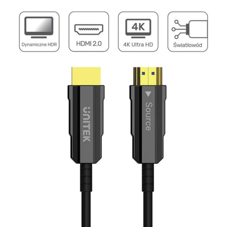 Unitek HDMI 2.0 AOC optinis kabelis 4K 60Hz, 20 m