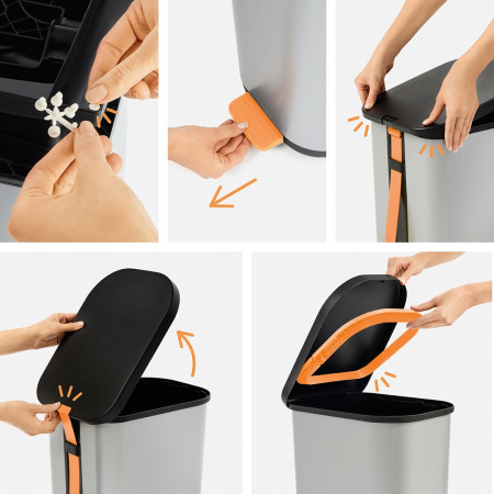 Rotho Ribo grafito spalvos 35L su pedalu