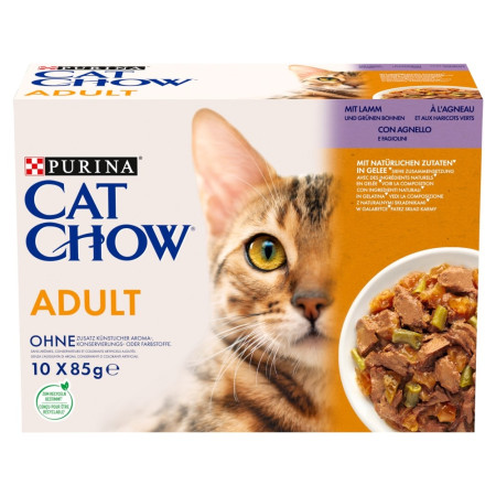 Purina Cat Chow Su Aviena ir Žaliomis Pupelėmis 10x85g