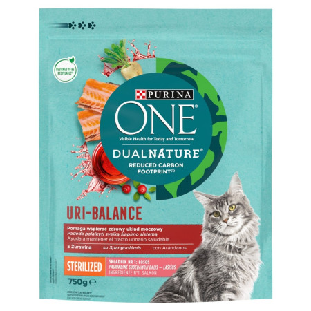 Purina ONE DUAL NATURE Spanguolė Sterilcat Lašiša 750g
