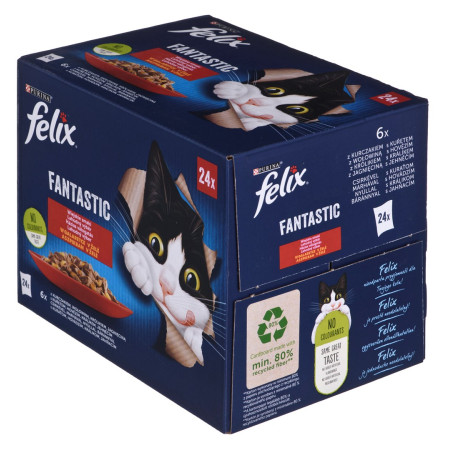 PURINA Felix Fantastic: kaimiški skoniai - maistas katėms - 24 x 85g