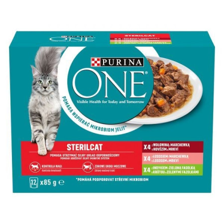 PURINA ONE STERILCAT mišrių skonių šlapia katės maistas 12x85g