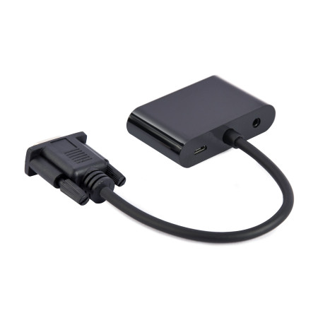 VGA į HDMI + VGA konverteris, juodas, 15 cm