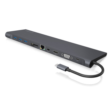ICY BOX IB-DK2102-C Vielinis USB 3.2 Gen 1 (3.1 Gen 1) Type-C Antracitas, Juoda