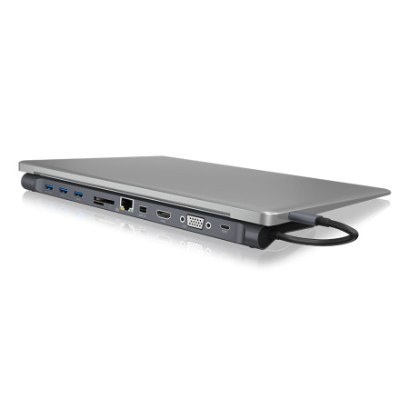 ICY BOX IB-DK2102-C Vielinis USB 3.2 Gen 1 (3.1 Gen 1) Type-C Antracitas, Juoda