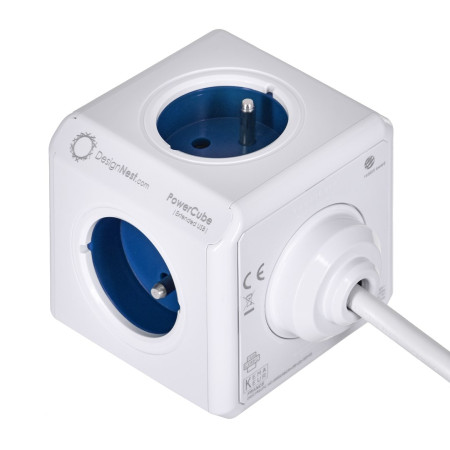 PowerCube Extended 4 gniazda su 2x USB 1.5m mėlynas