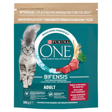 Purina ONE Suaugusiųjų maistas su jautiena ir visaverčiais grūdais 800g