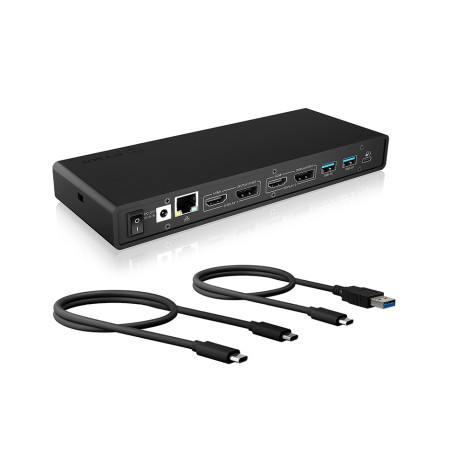 ICY BOX IB-DK2245AC Vielinis USB 3.2 Gen 1 Type-C Juoda