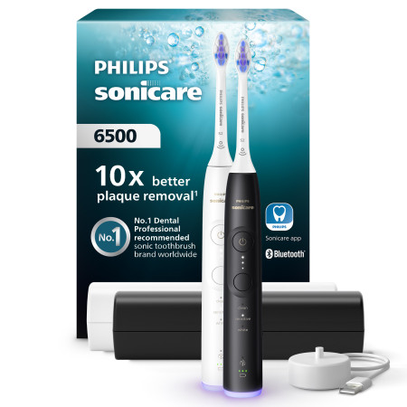 Philips Sonicare 6500 HX7419/01 elektrinis dantų šepetėlis - baltas/juodas