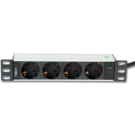 Techly PDU Rack Maitinimo Juosta 10" 1U, 4x Schuko
