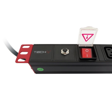 Techly 19" 1U 8 lizdų C13 maitinimo juosta su 2m C14 kabeliu