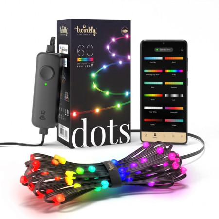 Twinkly Dots 60 LED RGB juodas laidas