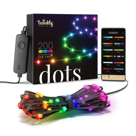 Twinkly Dots 200 LED RGB juodas laidas