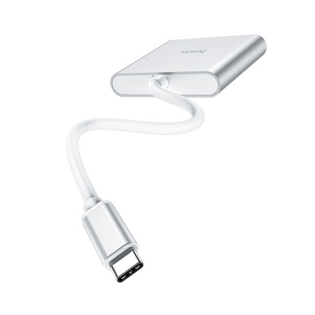 Adapteris Hoco HB14 Type-C į USB-A+HDMI+Type-C sidabrinis