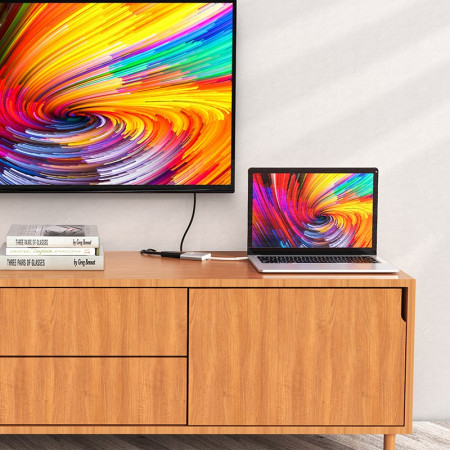 Adapteris Hoco HB14 Type-C į USB-A+HDMI+Type-C sidabrinis