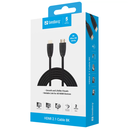 SANDBERG 8K 2m HDMI 2.1 Laidas
