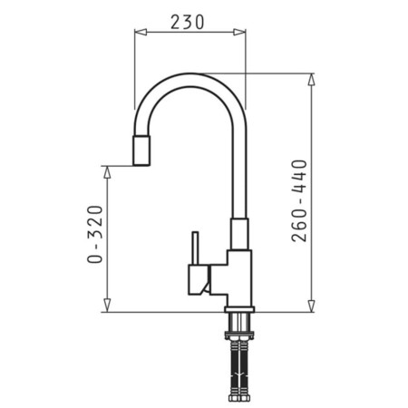 Virtuvės maišytuvas PYRAMIS FLESSI juodas