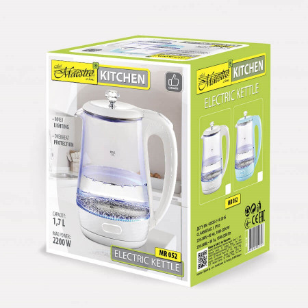 Maestro MR-052-BLUE Elektrinis stiklinis virdulys, mėlynas, 1,7 l