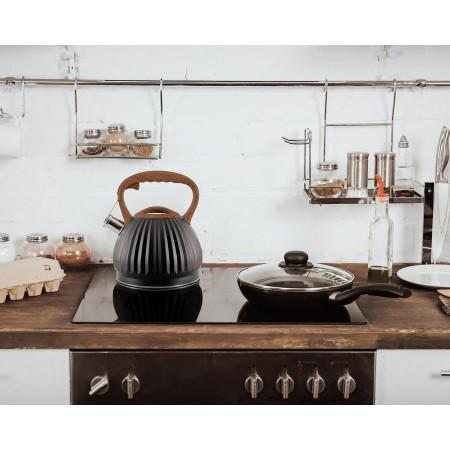 PROMIS virdulys 3,0 l FABIO, juodas, medinė rankena