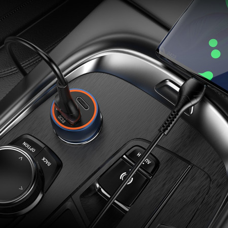 Automobilinis įkroviklis Hoco Z46A USB-A/Type-C PD20W+QC3.0 pilkas