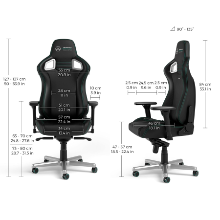 noblechairs EPIC Hi-Tech - Mercedes-AMG Petronas Formula One Team Edition Juodai Žalia Kėdė