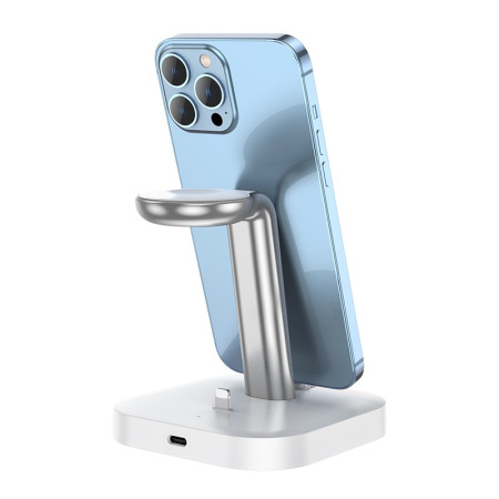 Hoco CW43 Graceful 3-in-1 belaidis įkroviklis baltas