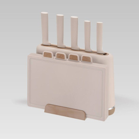 Maestro MR-1412-BEIGE peilių rinkinys su blokeliu + pjaustymo lentos rinkinys, smėlio spalvos