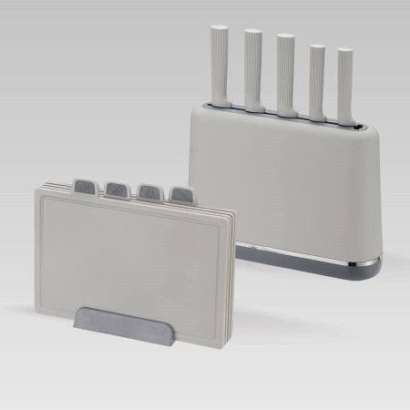 Maestro MR-1412-GREY peilių rinkinys su blokeliu + pjaustymo lentos rinkinys, pilkas