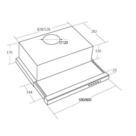 Akpo WK-7 Light Glass 50 Spintelės gaubtas Inox, juoda