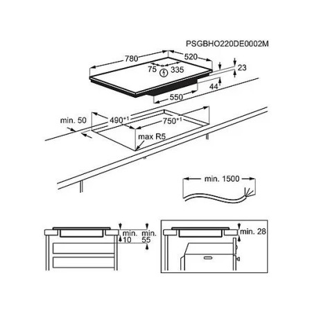 Electrolux EIV83443CT juoda indukcinė viryklė 78 cm