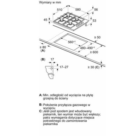 Bosch PBP6B5K80 dujinė kaitlentė
