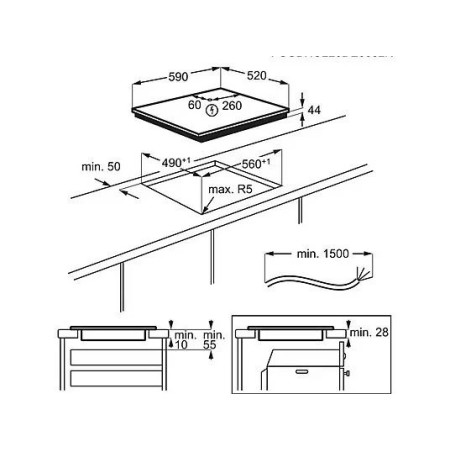 Electrolux EIV63443CT juoda įmontuojama indukcinė viryklė