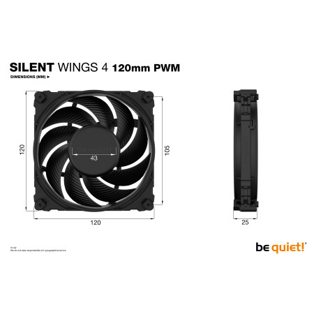 be quiet! SILENT WINGS 4 | 120mm PWM Ventiliatorius Kompiuterio korpusui Juodas 12 cm