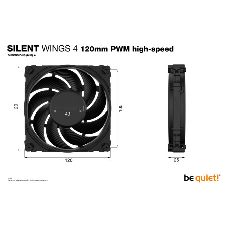 be quiet! SILENT WINGS 4 | 120mm PWM high-speed Ventiliatorius Kompiuterio korpusui Juodas 12 cm