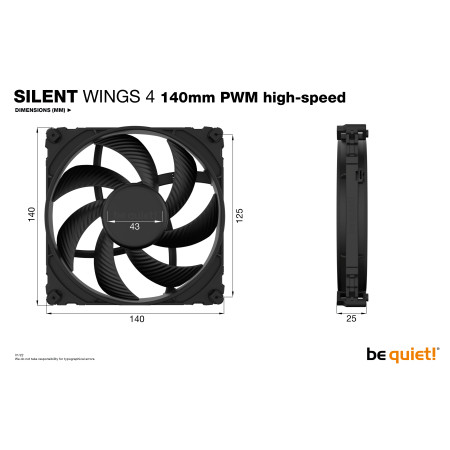 be quiet! SILENT WINGS PRO 4 | 120mm PWM Ventiliatorius Kompiuterio korpusui Juodas 12 cm