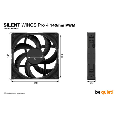 be quiet! SILENT WINGS PRO 4 140mm PWM ventiliatorius juodas