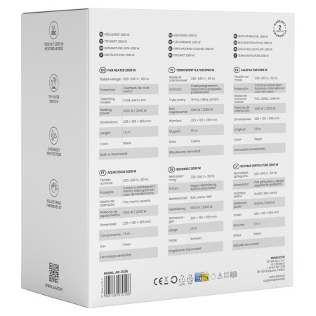 Savio AD-02 W buitinis ventiliatorius Balta