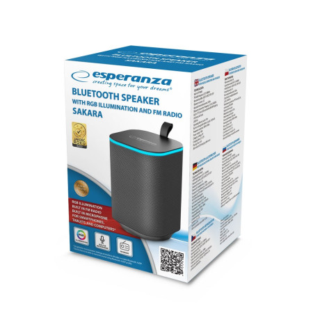 Esperanza EP155 BT FM LED RGB garsiakalbis Juodas
