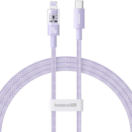 Baseus Gem USB-C ir iP greitojo įkrovimo kabelis 1 m 20 W Violetinė