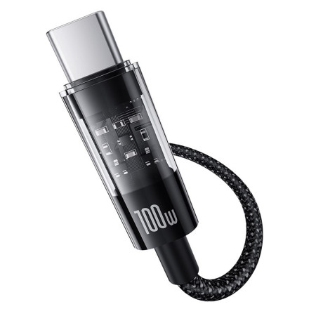 Baseus Gem USB A į USB C greitojo įkrovimo kabelis 1 m 100 W Juoda