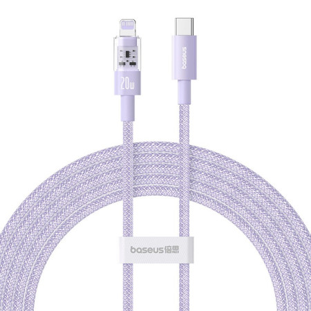 Baseus Gem USB-C ir iP greitojo įkrovimo kabelis 2 m 20 W Violetinė