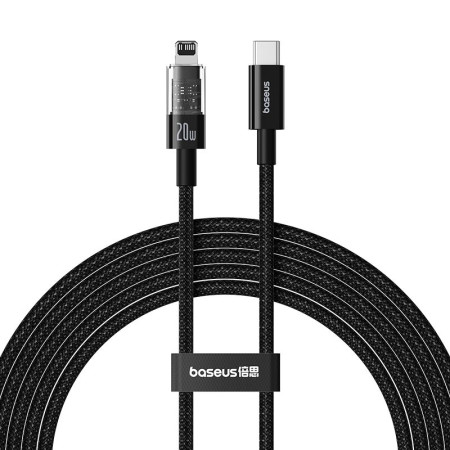 Baseus Gem USB-C ir iP greitojo įkrovimo kabelis 2 m 20 W Juodas