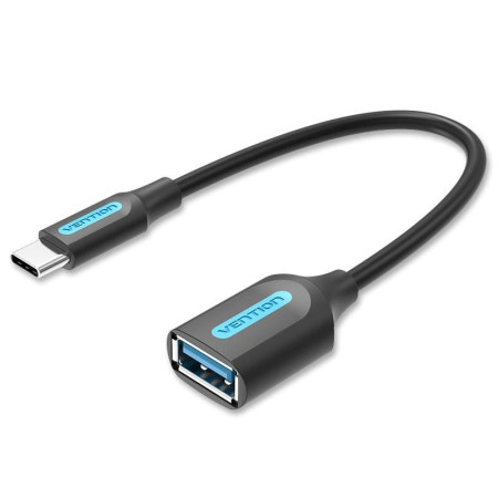 Vention USB 3.2 Gen 1 kabelis, 0,15 m, USB C - USB A, Juodas