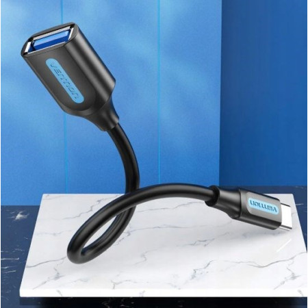 Vention USB 3.2 Gen 1 kabelis, 0,15 m, USB C - USB A, Juodas