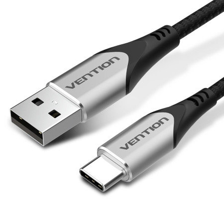 Vention USB 2.0 kabelis 1 m, USB A - USB C, Aliuminis, Juoda
