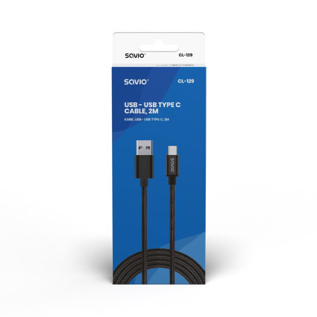 Savio USB 2.0 kabelis 2 m, USB A - USB C, Juoda